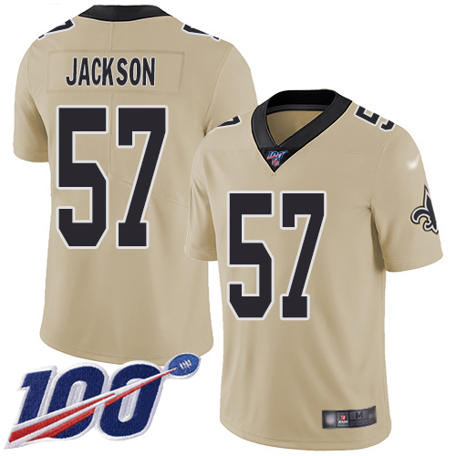 Men New Orleans Saints Limited Gold Rickey Jackson Jersey NFL Football #57 100th Season Inverted Legend Jersey